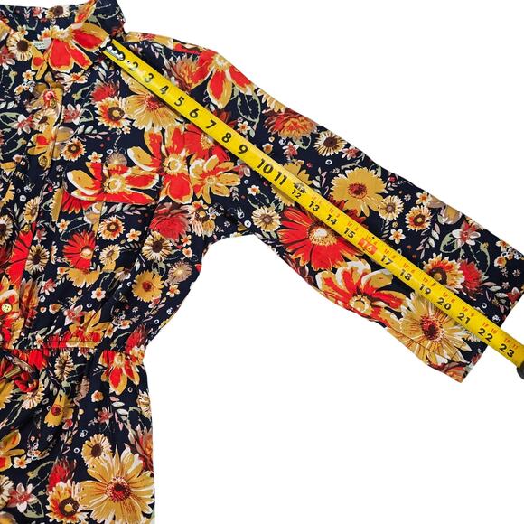 Speed Control NY Wom LG Fall Floral Multicolor Shirt Dress Groovy Retro 70s Boho - Picture 13 of 15